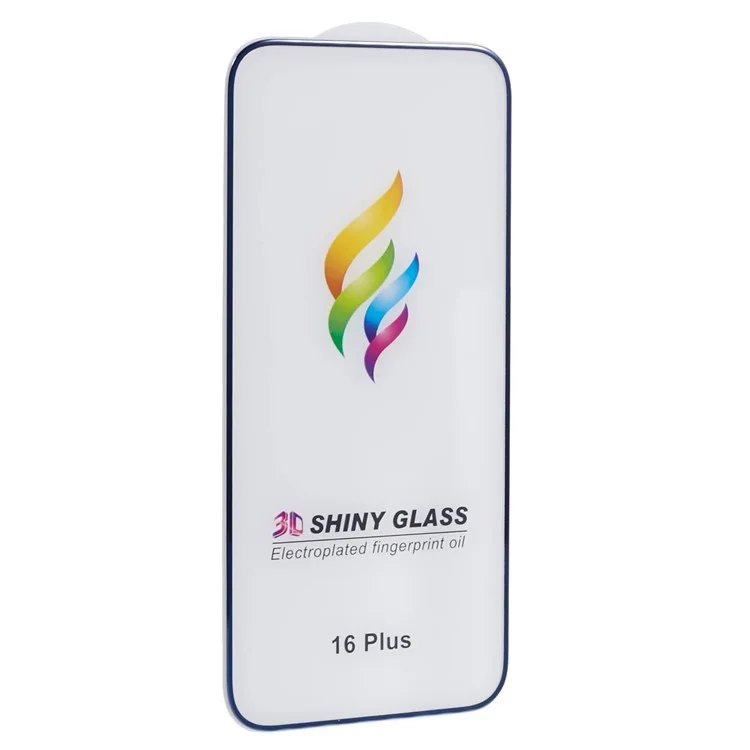 For iPhone 16 Plus / 15 Plus Tempered Glass Screen Protector 3D Curved Edge Electroplated Colored Frame - Blue