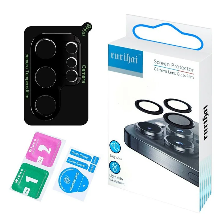 RURIHAI For Samsung Galaxy S25 Ultra Camera Lens Protector 3D Silk Printing High Aluminum-Silicon Glass Lens Film