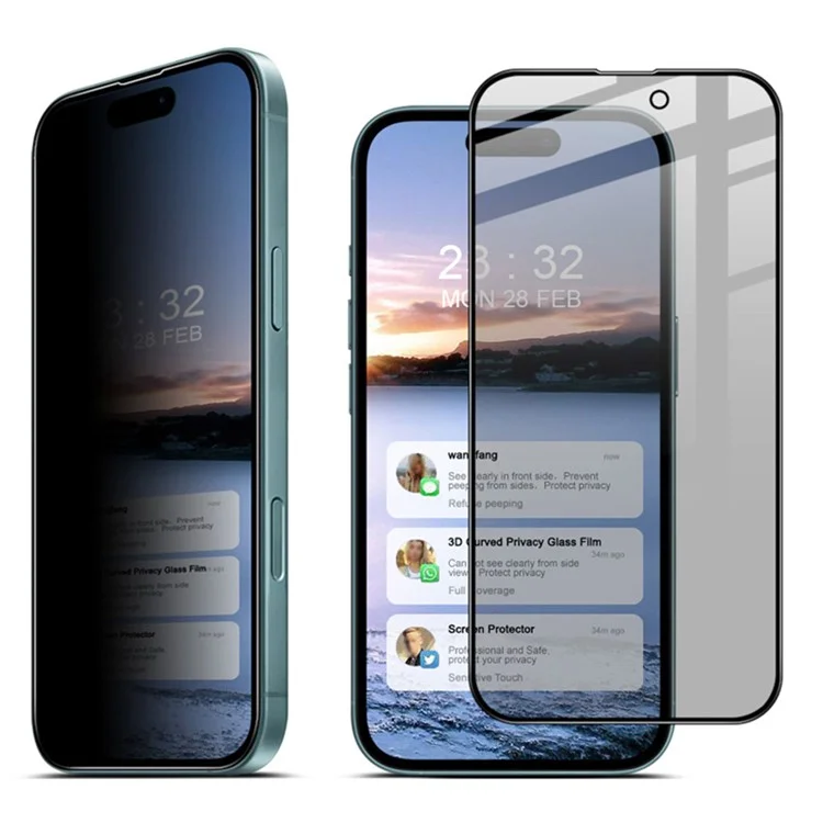 IMAK For iPhone 16 Anti-Peep Tempered Glass Screen Protector Full Coverage