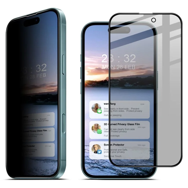 IMAK For iPhone 16 Plus Anti-Peep Tempered Glass Screen Protector Full Coverage
