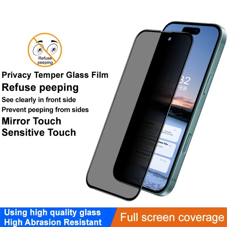 IMAK For iPhone 16 Plus Anti-Peep Tempered Glass Screen Protector Full Coverage