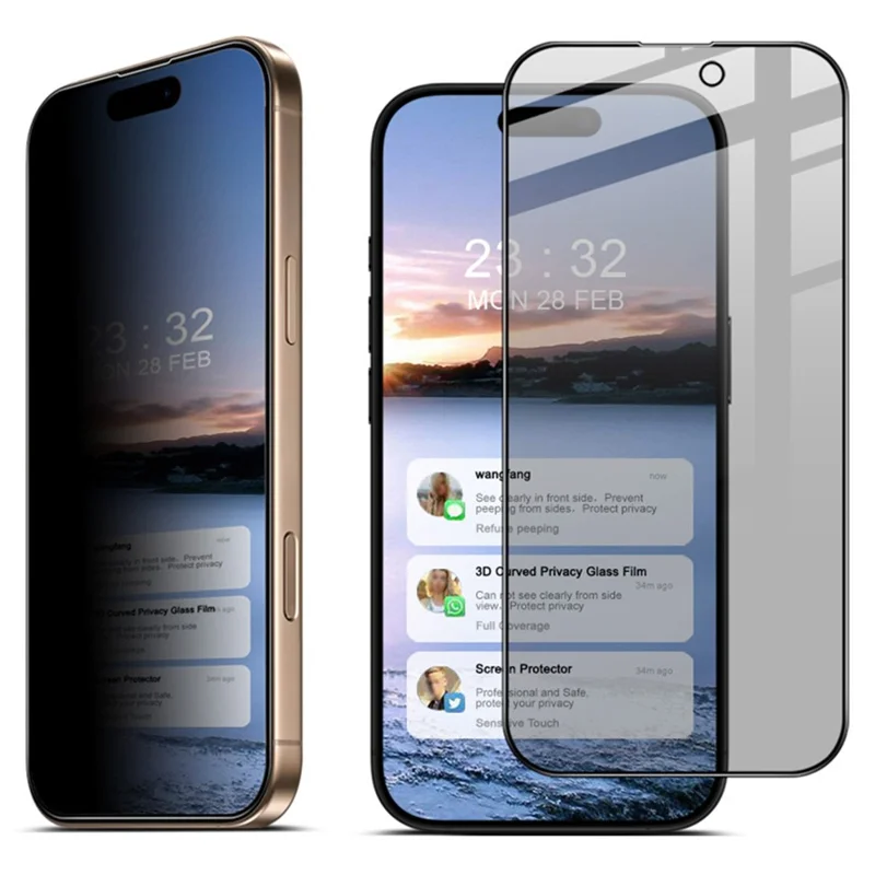 Imak For Iphone 16 Pro Anti-Peep Temdered Glass Protector Protector Полное Покрытие
