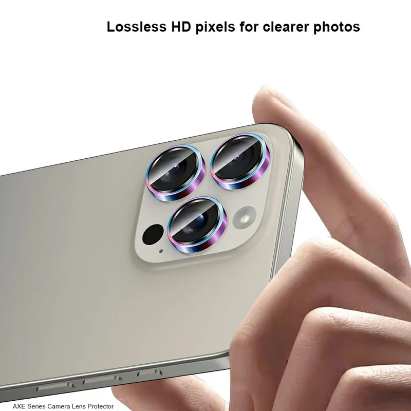 XUNDD For iPhone 15 Pro  /  15 Pro Max Camera Lens Protector Color Ring Ultra Clear Cell Phone Medium Alumina Glass Lens Film