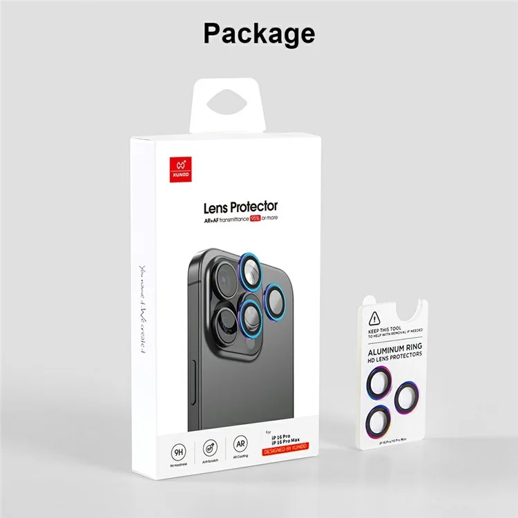 XUNDD For iPhone 15 Pro  /  15 Pro Max Camera Lens Protector Color Ring Ultra Clear Cell Phone Medium Alumina Glass Lens Film