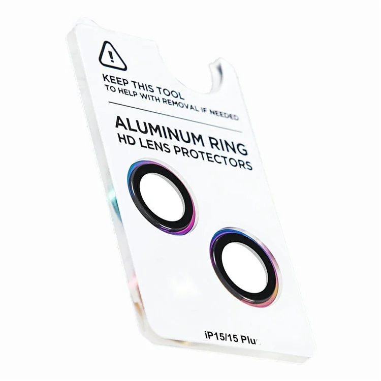 Xundd Pour Iphone 15 / 15 Plus de Caméra Lens Protector Color Ring Ultra Clear Téléphone Médium Alumina Glass Lens Film