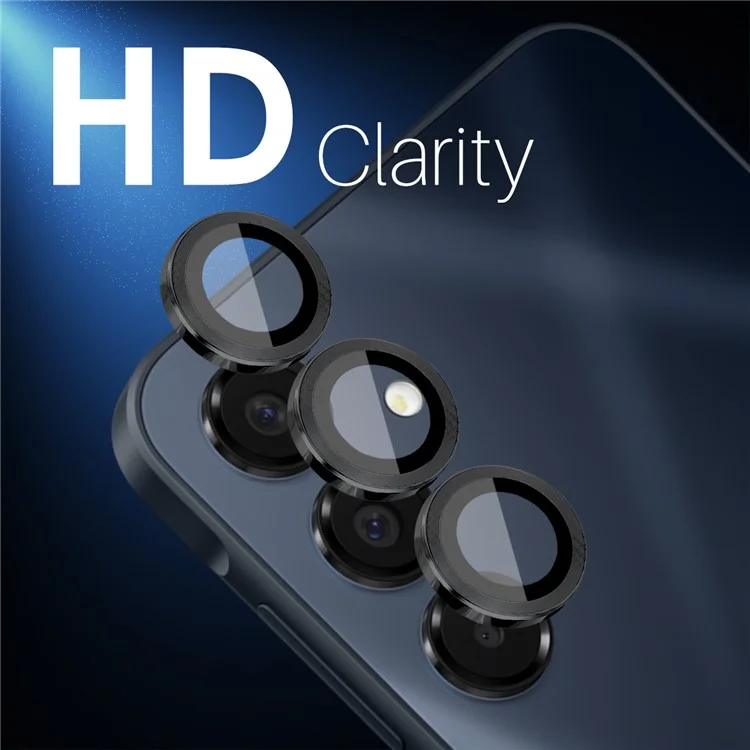 NORTHJO 1 Conjunto para Samsung Galaxy A16 5G / A16 4G Película da lente da câmera + Vidro temperado + Anel de metal Protetor de lente - Preto