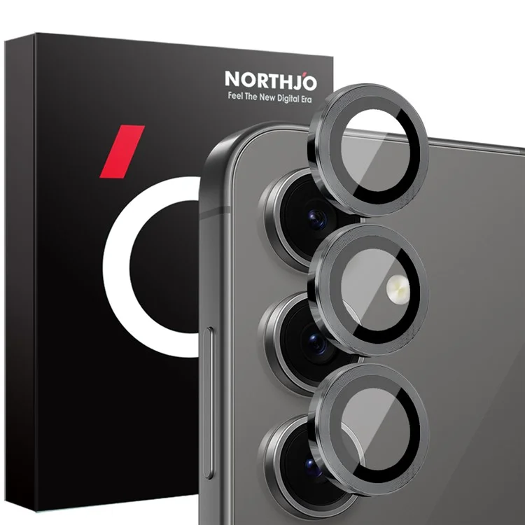 NORTHJO 1 Set For Samsung Galaxy S24 FE Camera Lens Flim+Tempered Glass+Metal Ring Lens Protector - Black
