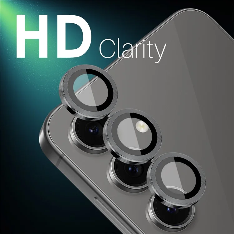 NORTHJO 1 Set For Samsung Galaxy S24 FE Camera Lens Flim+Tempered Glass+Metal Ring Lens Protector - Black