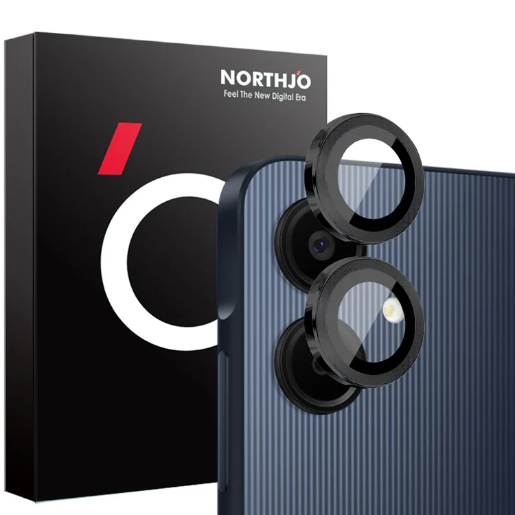 Northjo 1 Set Para Samsung Galaxy A06 Camera Lente Flim+vidrio Templado+lente de Metal Anillo Protector - Negro