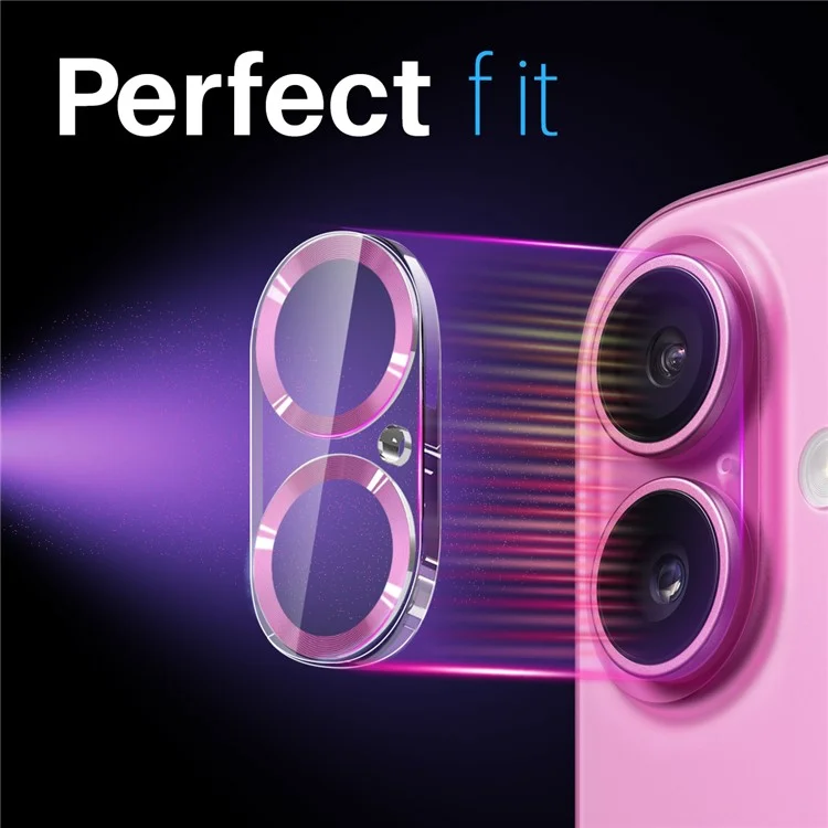 Northjo Pour Iphone 16 / 16 Plus Camera Lens Protector 3D CD Veines Film D'objectif de Caméra Claire Intégrée - Rose