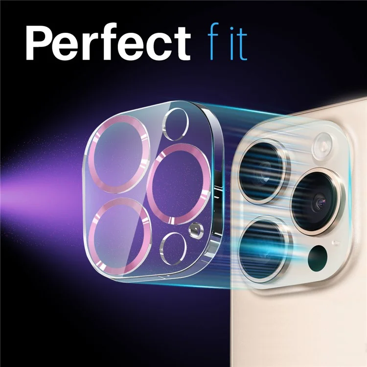 NORTHJO For iPhone 16 Pro  /  16 Pro Max Camera Lens Protector 3D CD Veins Integrated Clear Camera Lens Film - Pink