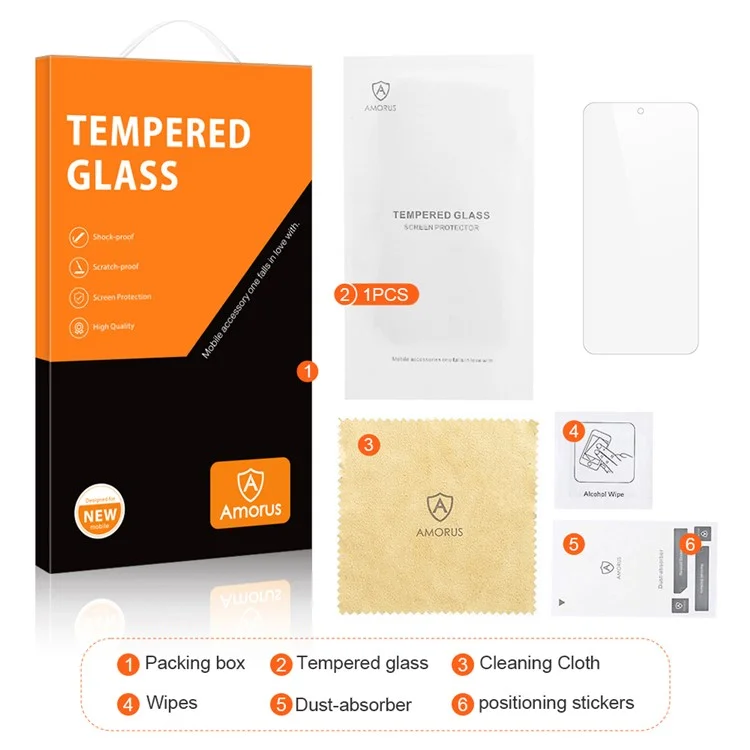 AMORUS For Xiaomi Redmi A3 Pro 4G Screen Protector 2.5D Arc Edge 9H High Aluminum-Silicon Glass Film