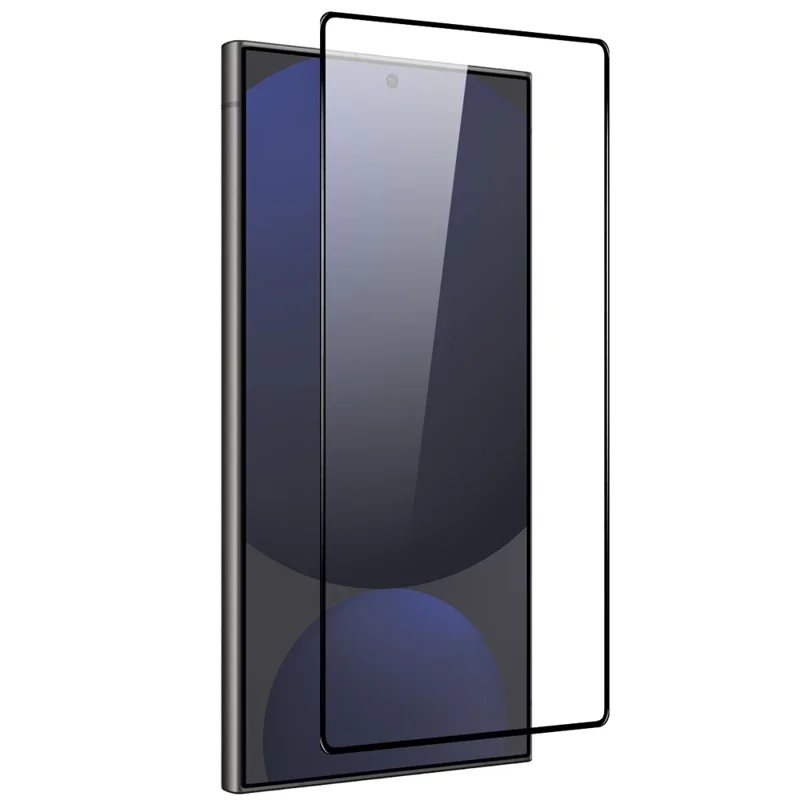 NORTHJO A++ For Samsung Galaxy S25 Ultra Screen Protector Silk Printing High Aluminum-silicon Glass Film Support Fingerprint Unlock - Black