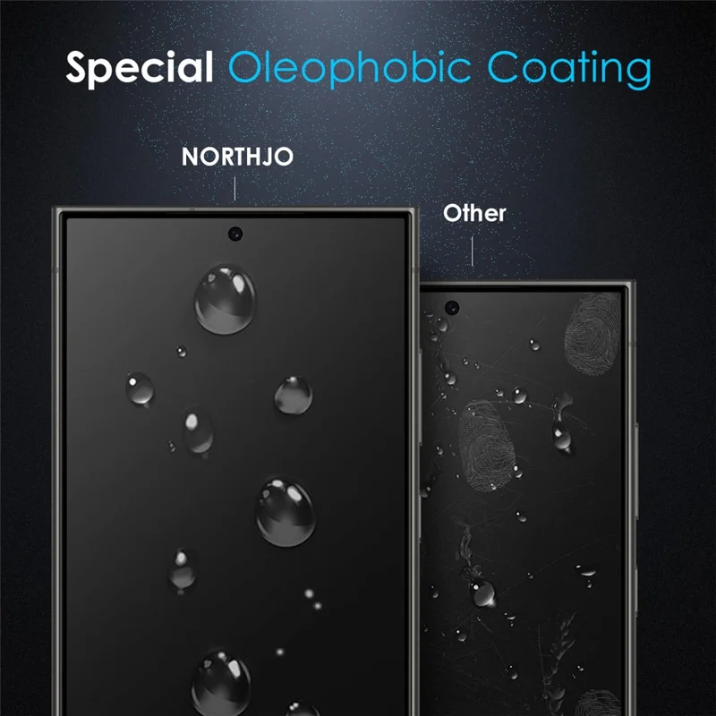 NORTHJO A++ For Samsung Galaxy S25 Ultra Screen Protector Silk Printing High Aluminum-silicon Glass Film Support Fingerprint Unlock - Black