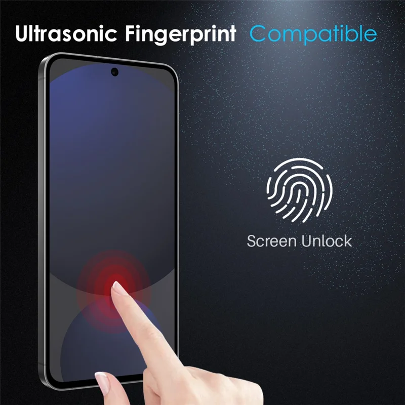 NORTHJO A++ For Samsung Galaxy S25 Screen Protector Silk Printing High Aluminum-silicon Glass Film Support Fingerprint Unlock - Black