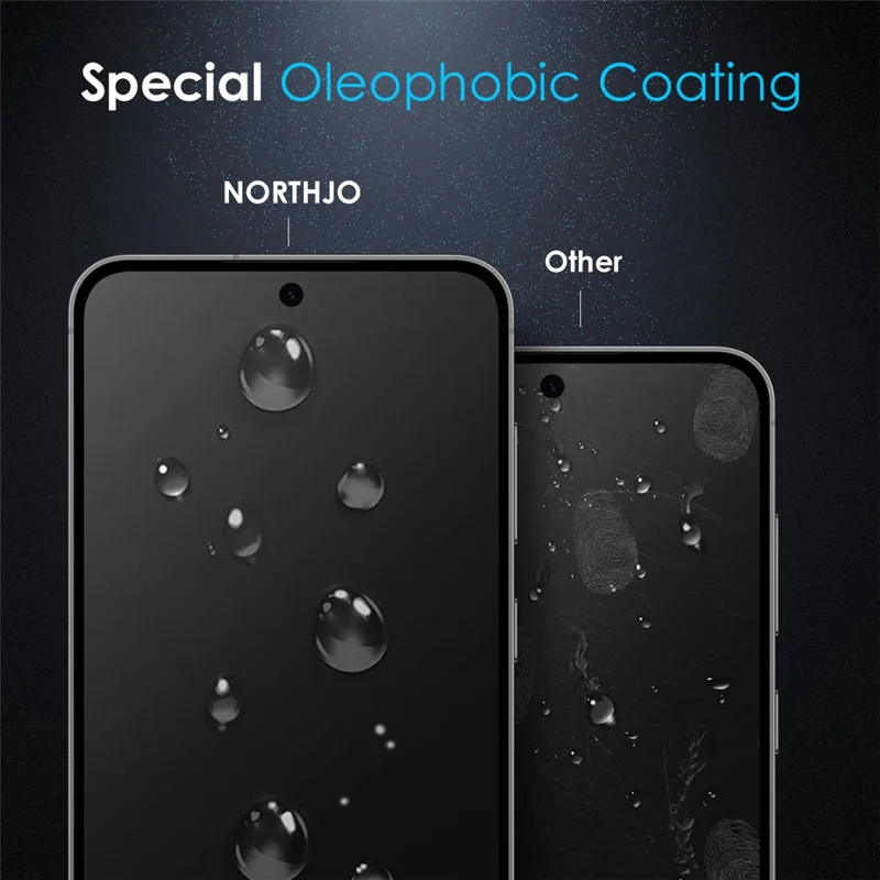 NORTHJO A++ For Samsung Galaxy S25 Screen Protector Silk Printing High Aluminum-silicon Glass Film Support Fingerprint Unlock - Black