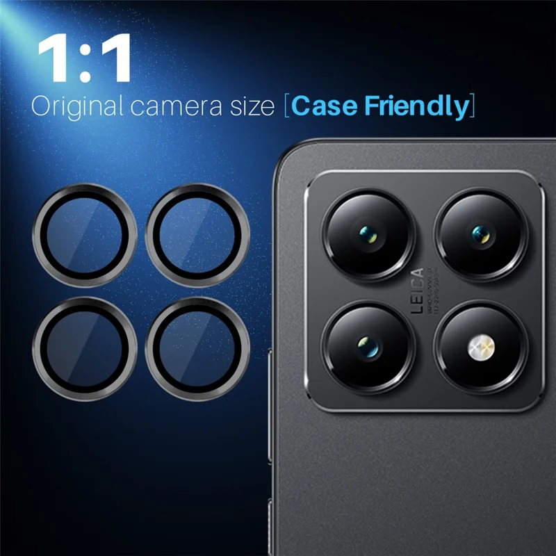 NORTHJO 1 Set For Xiaomi 14T Закаленное стекло для камеры, металлическое кольцо с узором CD - черный