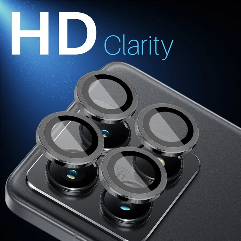 NORTHJO 1 Set For Xiaomi 14T Pro Tempered Glass Camera Lens Film CD Veins Metal Ring Lens Guard - Black