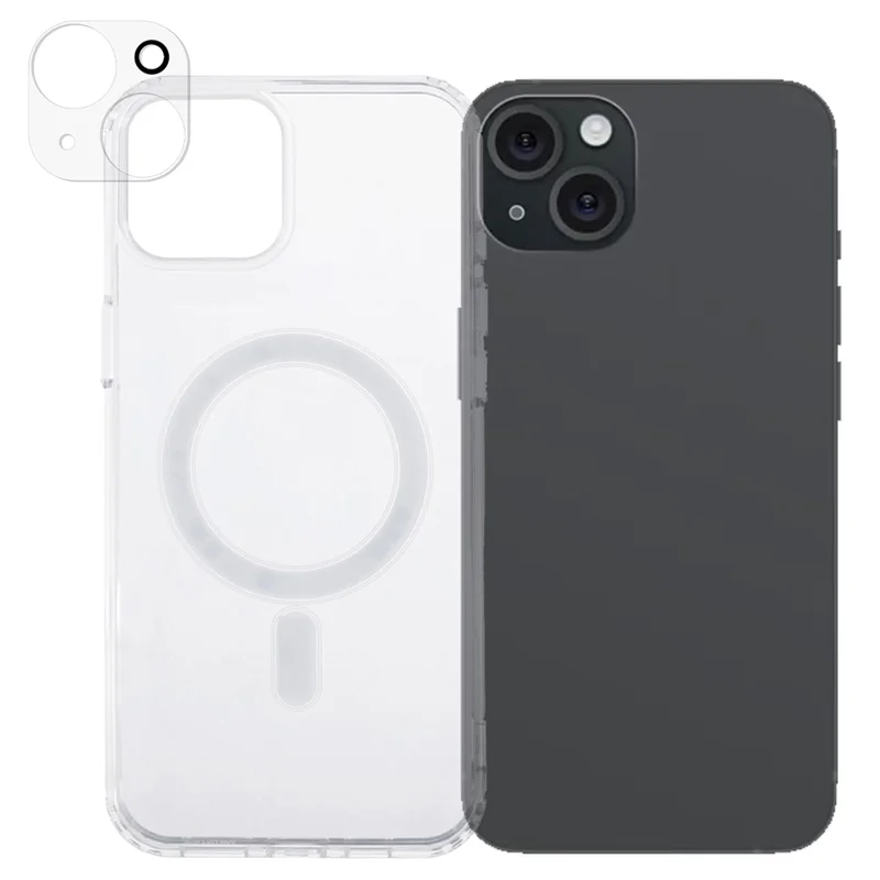 For iPhone 15 Plus Case TPU+Acrylic Phone Cover with Clear Lens Film