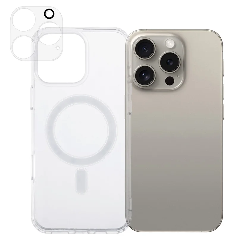 For iPhone 16 Pro Max Case TPU+Acrylic Phone Cover with Clear Lens Film
