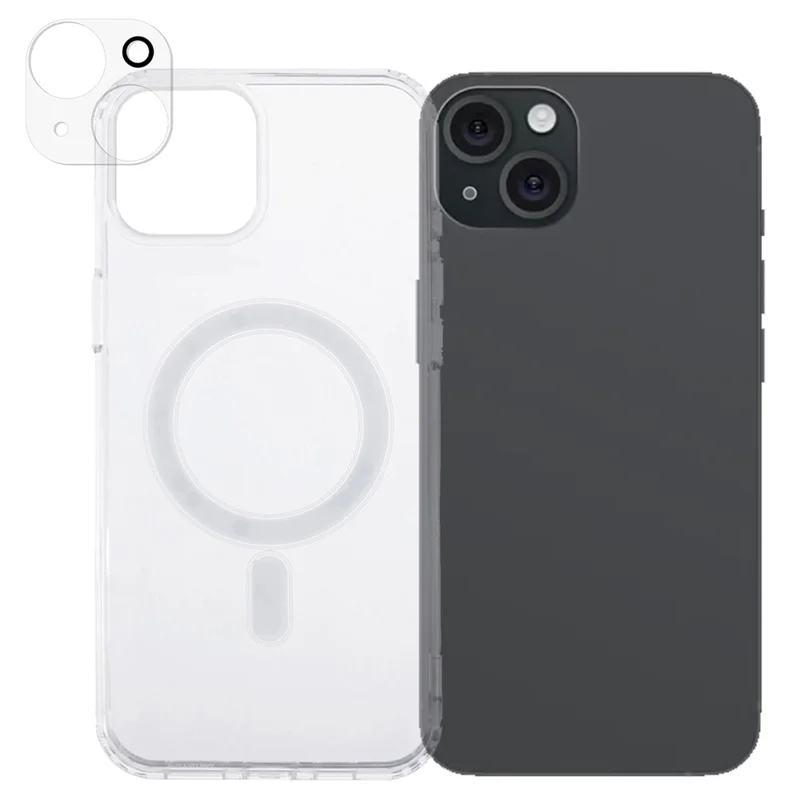 For iPhone 15 Case TPU+Acrylic Phone Cover with Clear Lens Film