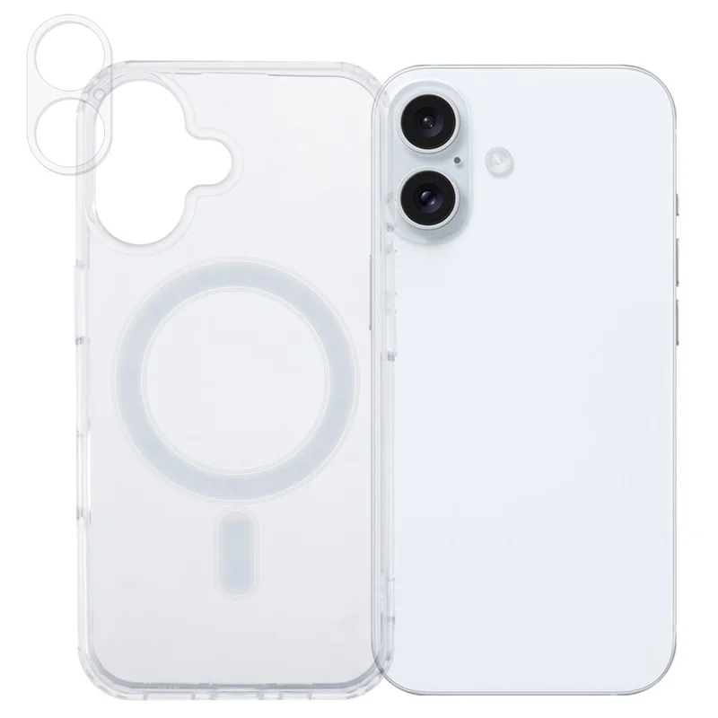 For iPhone 16 Case TPU+Acrylic Phone Cover with Clear Lens Film