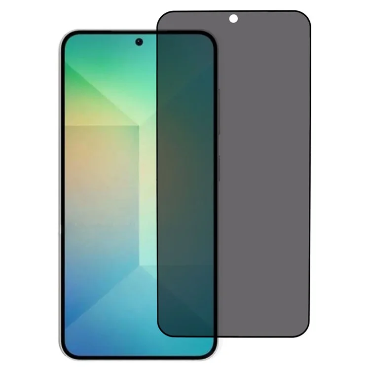 Para Samsung Galaxy S25+ Vidro Temperado Película Anti-Peep 180 Graus Borda Preta Protetor de Tela Inteira com Desbloqueio por Impressão Digital