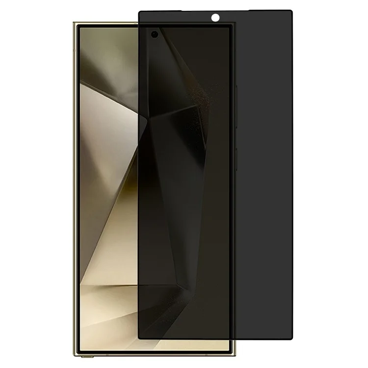Para Samsung Galaxy S25 Ultra Vidro Temperado 180 Graus Anti-Espiar Película Borda Preta Protetor de Tela Completo com Desbloqueio por Impressão Digital