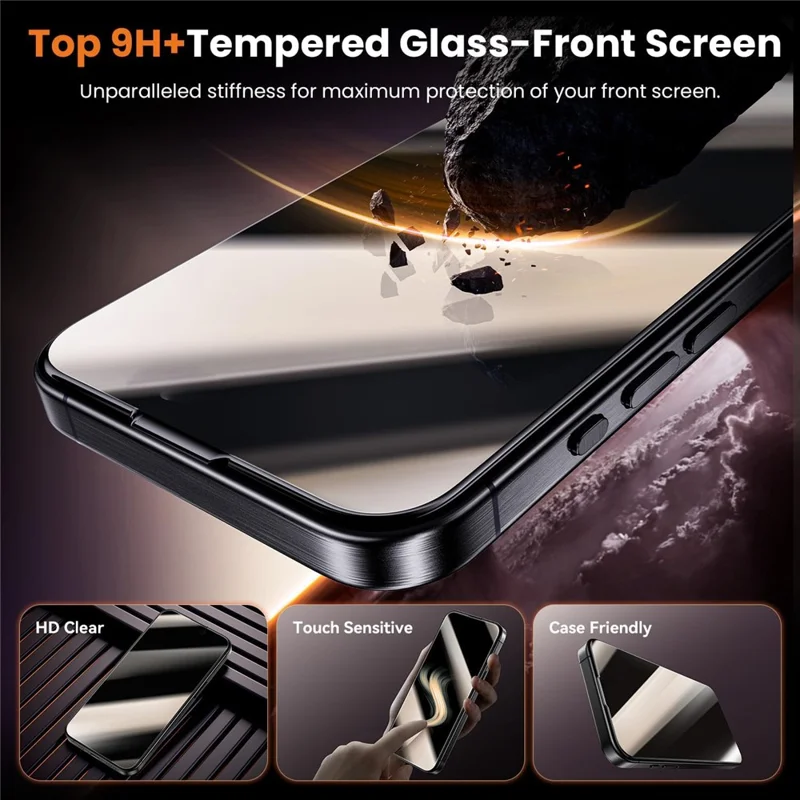 For iPhone 14 Anti-Spy Screen Protector Temered Glass Film with Dust-Proof Net