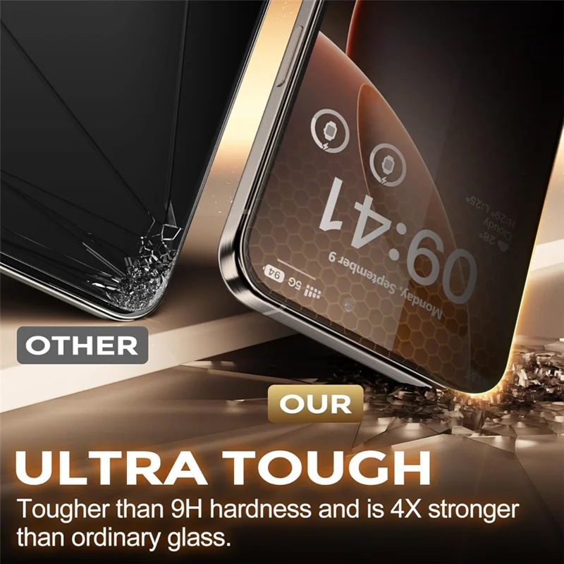 For iPhone 14 Anti-Spy Screen Protector Temered Glass Film with Dust-Proof Net