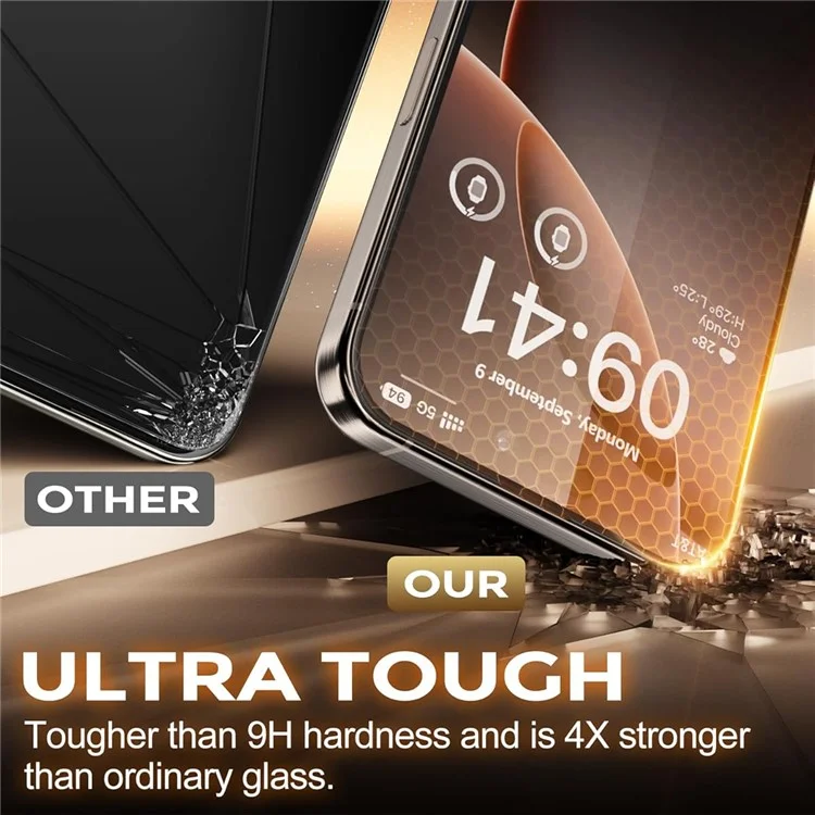 Für iPhone 13 Pro gehärtetes Glas Ultraklar Bildschirmschutz mit staubdichtem Netz
