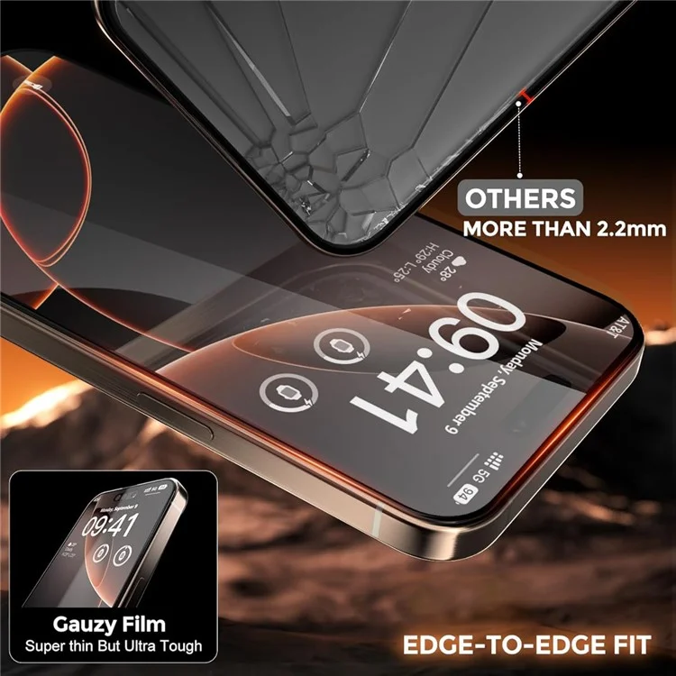 For iPhone 14 Pro Tempered Glass Ultra Clear Screen Protector with Dust-Proof Net