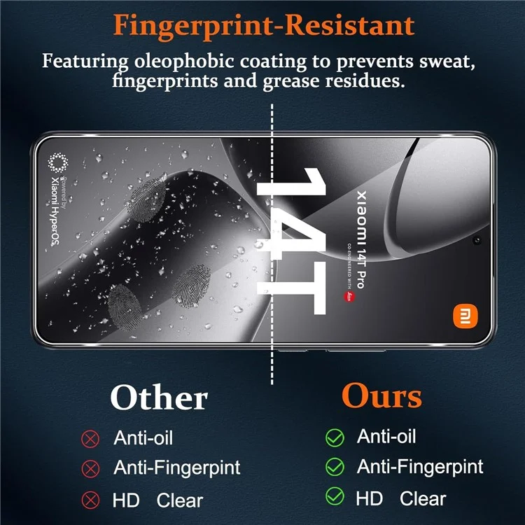 2 pièces pour protecteur d'écran Xiaomi 14T Pro 2.5D avec bords incurvés, film en verre trempé haute clarté avec film pour objectif de caméra
