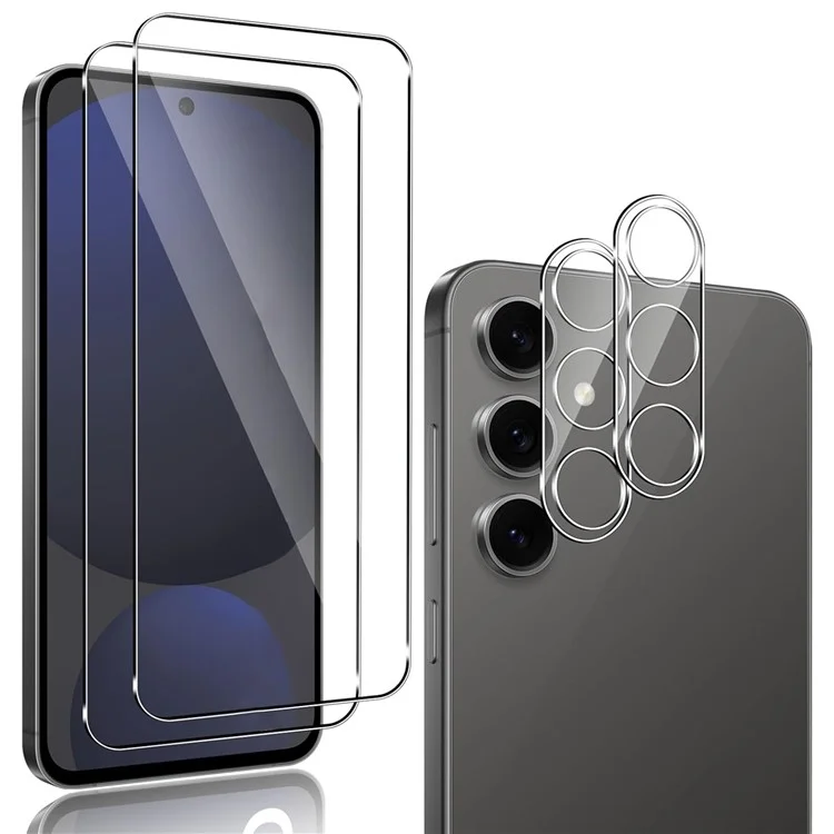2Pcs For Samsung Galaxy S24 FE Screen Protector 2.5D Arc Edge High Clarity Tempered Glass Film with Camera Lens Film