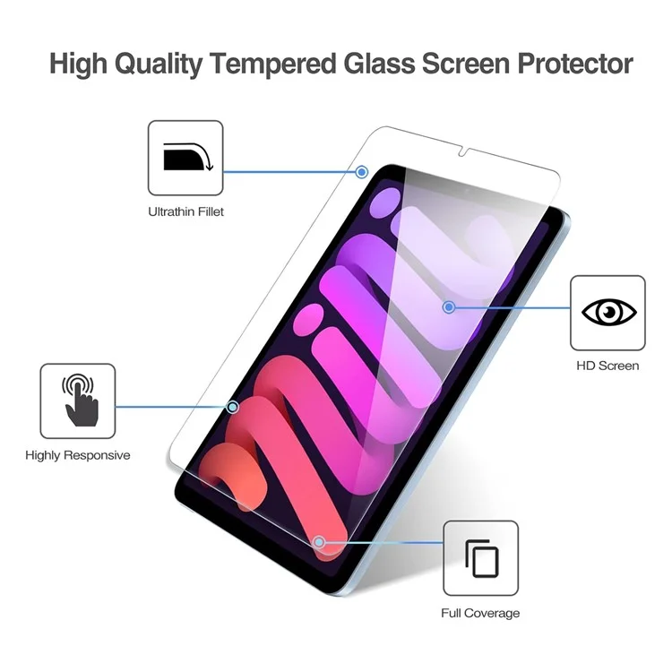 2Pcs For iPad mini (2024) Tempered Glass Film 2.5D Arc Edge Clear Screen Protector