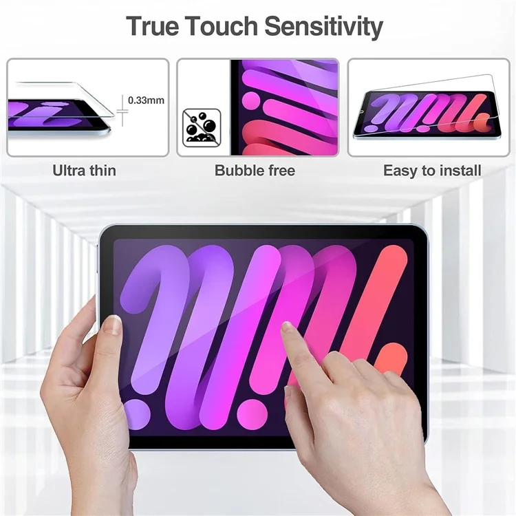 2Pcs For iPad mini (2024) Tempered Glass Film 2.5D Arc Edge Clear Screen Protector