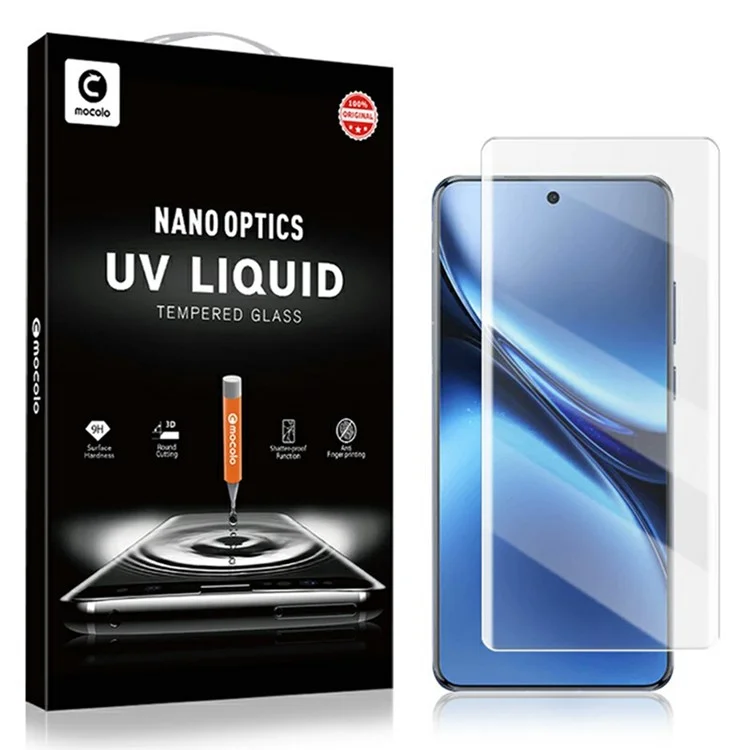 MOCOLO Protezione dello schermo in vetro temperato con pellicola liquida UV 3D curva a copertura completa per vivo X200 Pro 5G