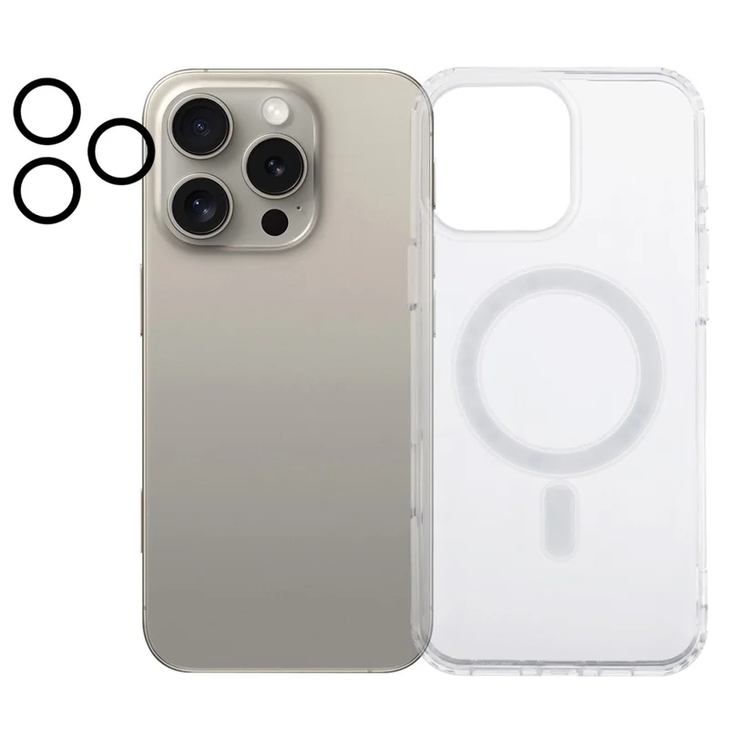 For iPhone 15 Plus Case Compatible with MagSafe TPU+Acrylic Clear Phone Cover with Camera Lens Film