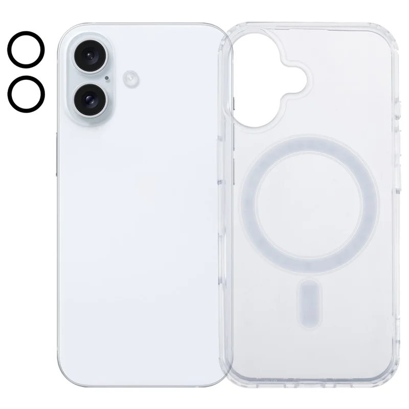For iPhone 16 Case Compatible with MagSafe TPU+Acrylic Clear Phone Cover with Camera Lens Film