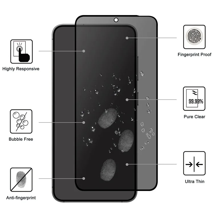 Для Samsung Galaxy S24 Ultra Защитная стеклянная пленка 2.5D Изогнутый край Защита от шпионажа (Разблокировка отпечатков пальцев)