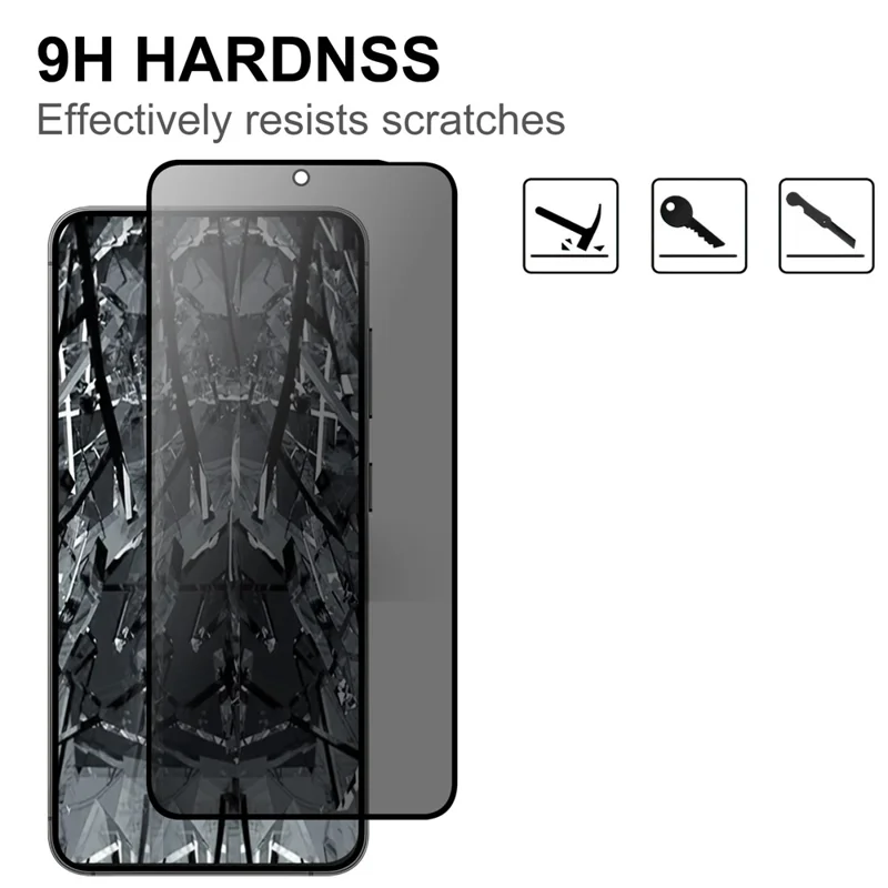 For Samsung Galaxy S25 Tempered Glass Film 2.5D Arc Edge Anti-spy (Fingerprint Unlock)