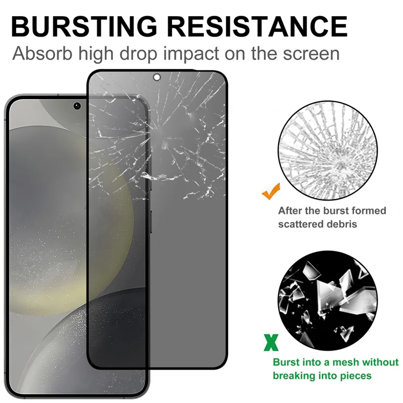 For Samsung Galaxy S25 Tempered Glass Film 2.5D Arc Edge Anti-spy (Fingerprint Unlock)