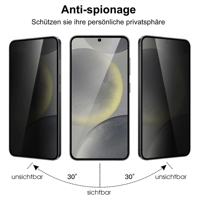 Til Samsung Galaxy S25+ Hærdet glasfilm 2.5D buede kanter Anti-spion (Fingeraftryksgenkendelse)