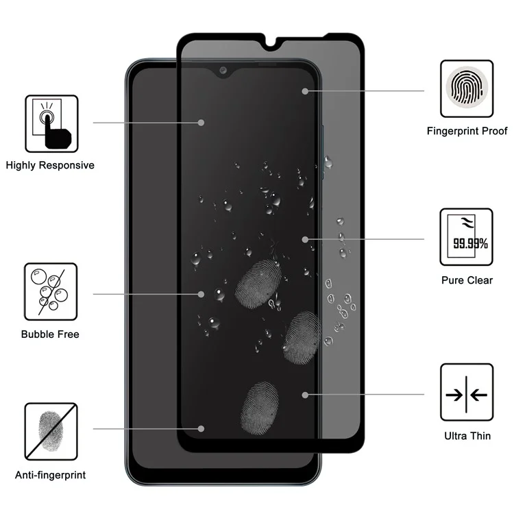 For Samsung Galaxy A15 5G  /  4G Tempered Glass Screen Protector 2.5D Arc Edge Anti-Spy Film