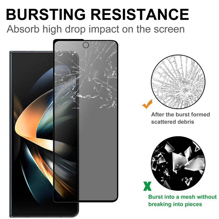 For Samsung Galaxy Z Fold4 5G Front Screen Protector 2.5D Arc Edge Anti-Spy Tempered Glass Film