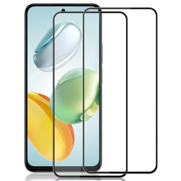 AMORUS 2Pcs For Honor X7c 4G / 200 Smart 5G Screen Protector Shatterproof Silk Printing Tempered Glass Film - Black