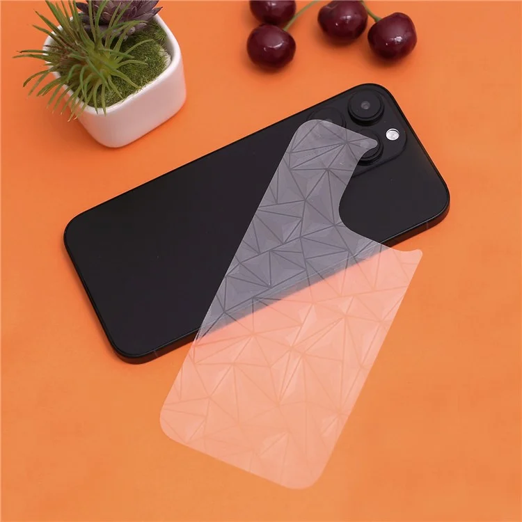 For iPhone 16 Pro Back Screen Protector Soft PET Film Diamonds Pattern 