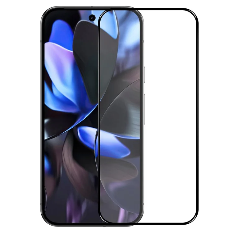 NORTHJO A++ Protezione dello schermo per Google Pixel 9 / 9 Pro, supporta lo sblocco con impronta digitale, stampa in seta, pellicola in vetro di alluminio e silicio di alta qualità, colore nero.
