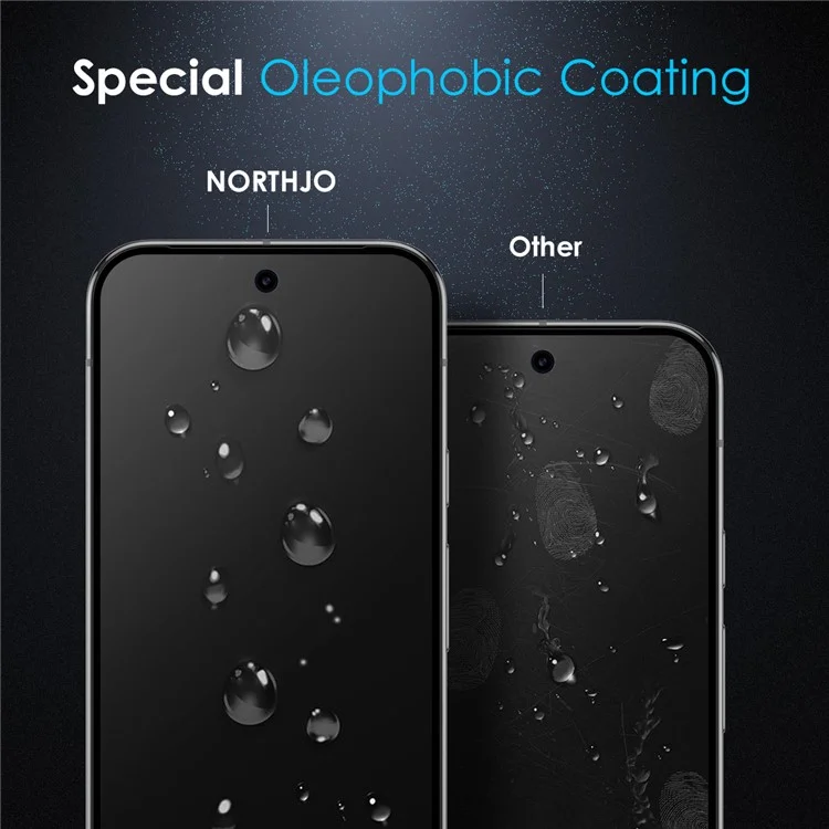 NORTHJO A++ Protezione dello schermo per Google Pixel 9 / 9 Pro, supporta lo sblocco con impronta digitale, stampa in seta, pellicola in vetro di alluminio e silicio di alta qualità, colore nero.
