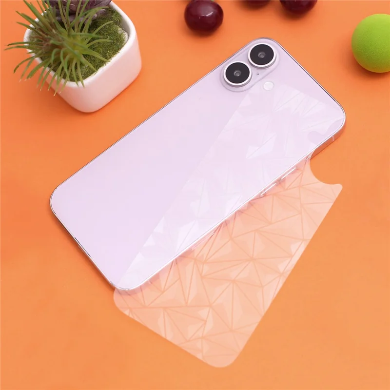 For iPhone 16 Plus Back Screen Protector Soft PET Film Diamonds Pattern 